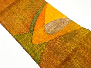 手織り真綿紬抽象曲線模様織出し名古屋帯